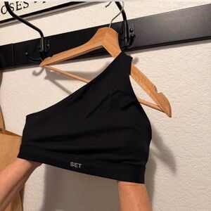 SET Active Black Asymmetrical Crop Top